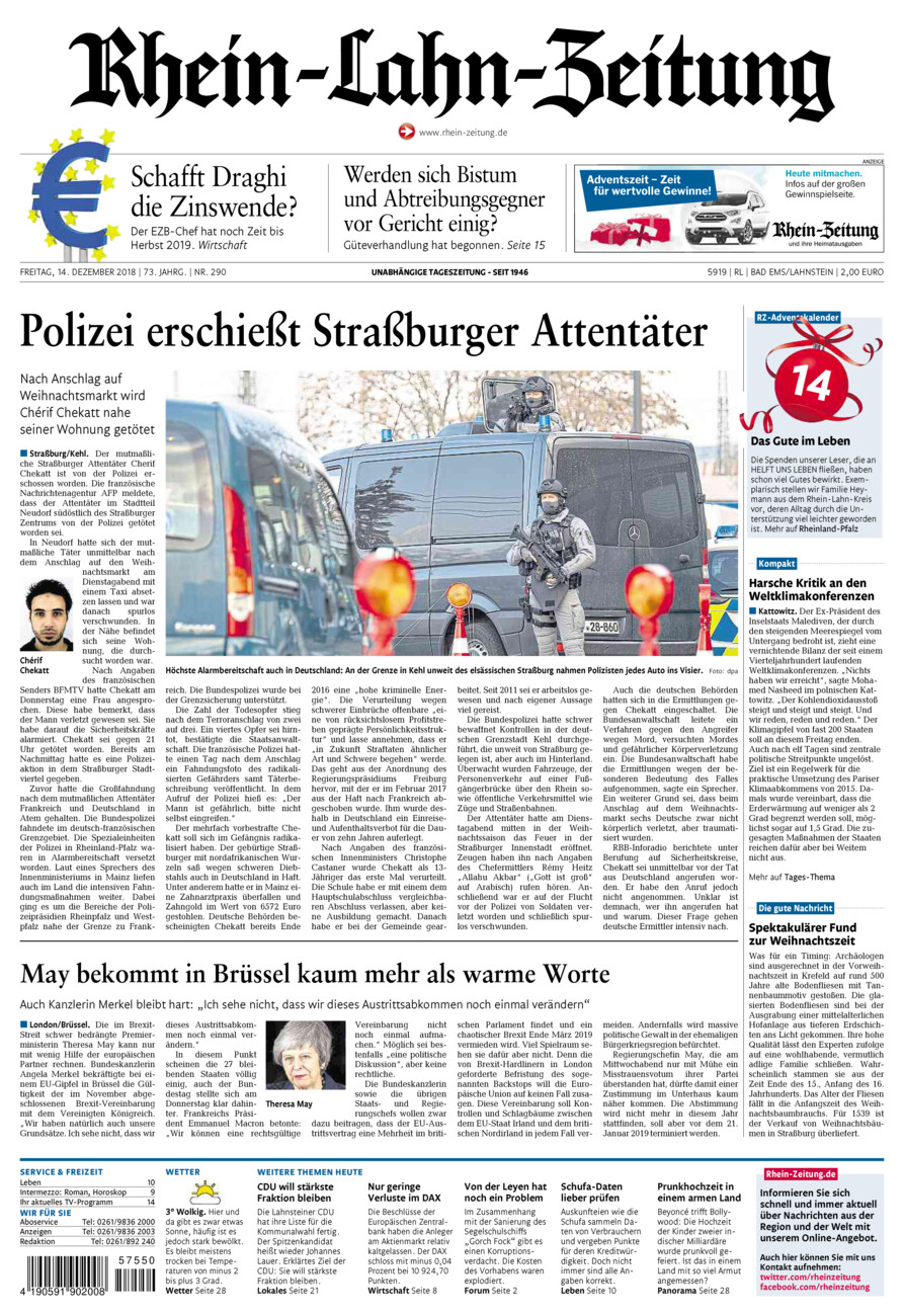 Rhein-Lahn-Zeitung vom Freitag, 14.12.2018