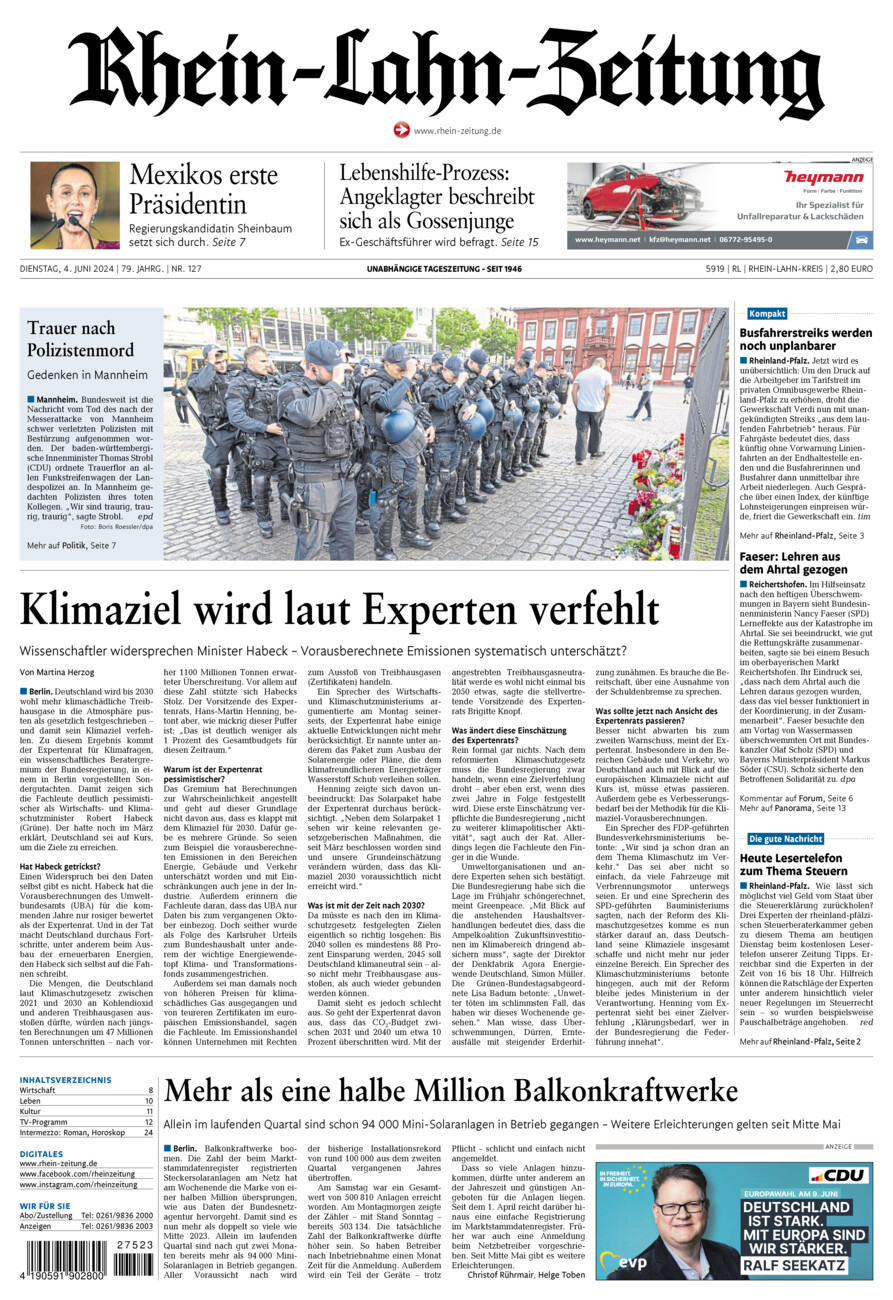 Rhein-Lahn-Zeitung vom Dienstag, 04.06.2024