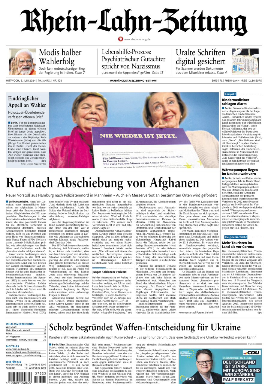 Rhein-Lahn-Zeitung vom Mittwoch, 05.06.2024