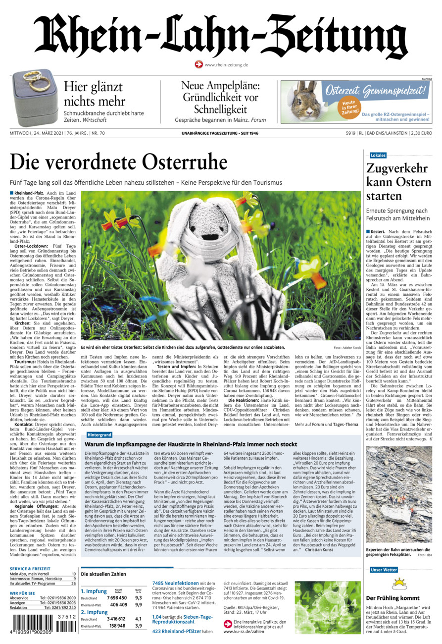 Rhein-Lahn-Zeitung vom Mittwoch, 24.03.2021