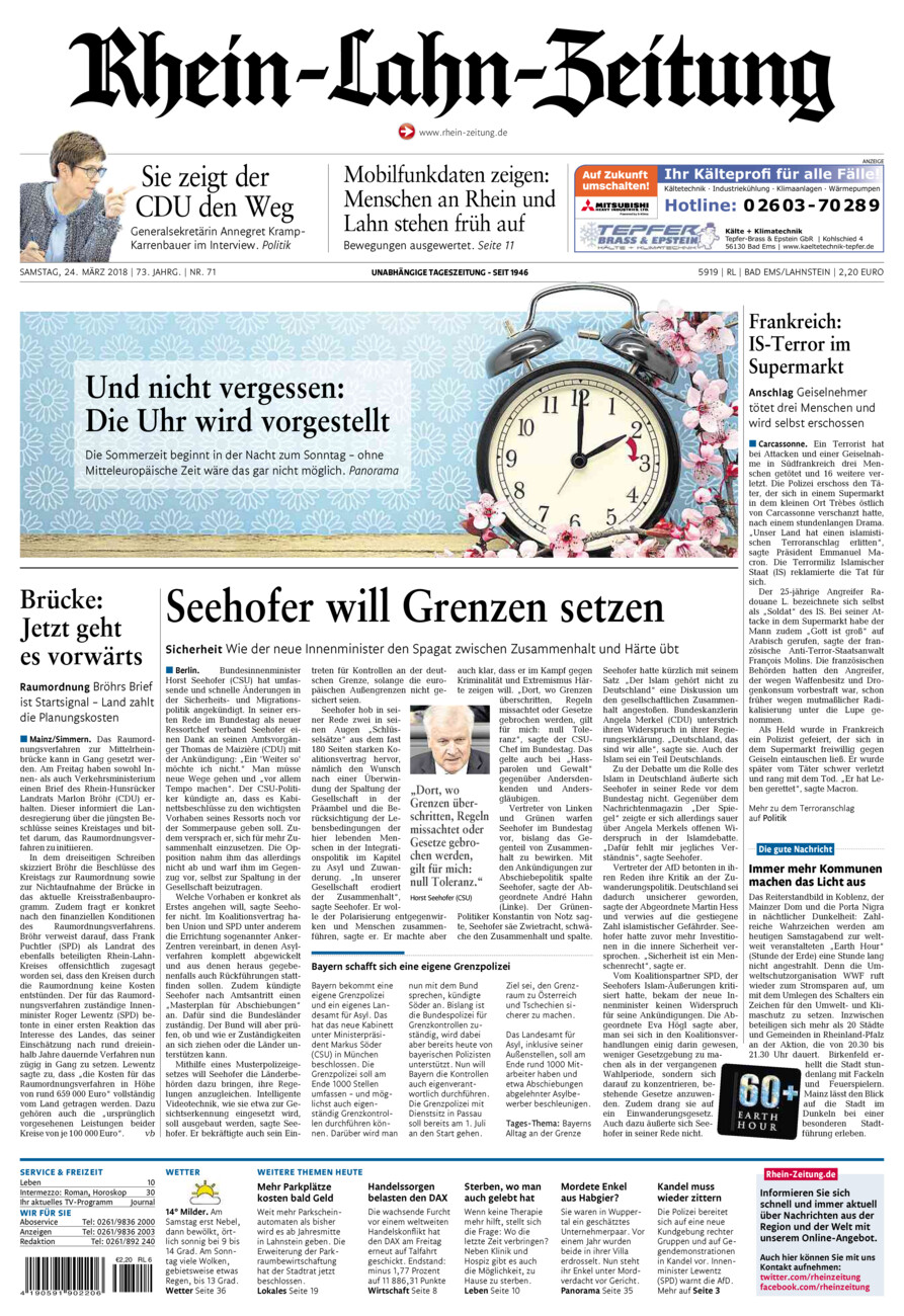 Rhein-Lahn-Zeitung vom Samstag, 24.03.2018