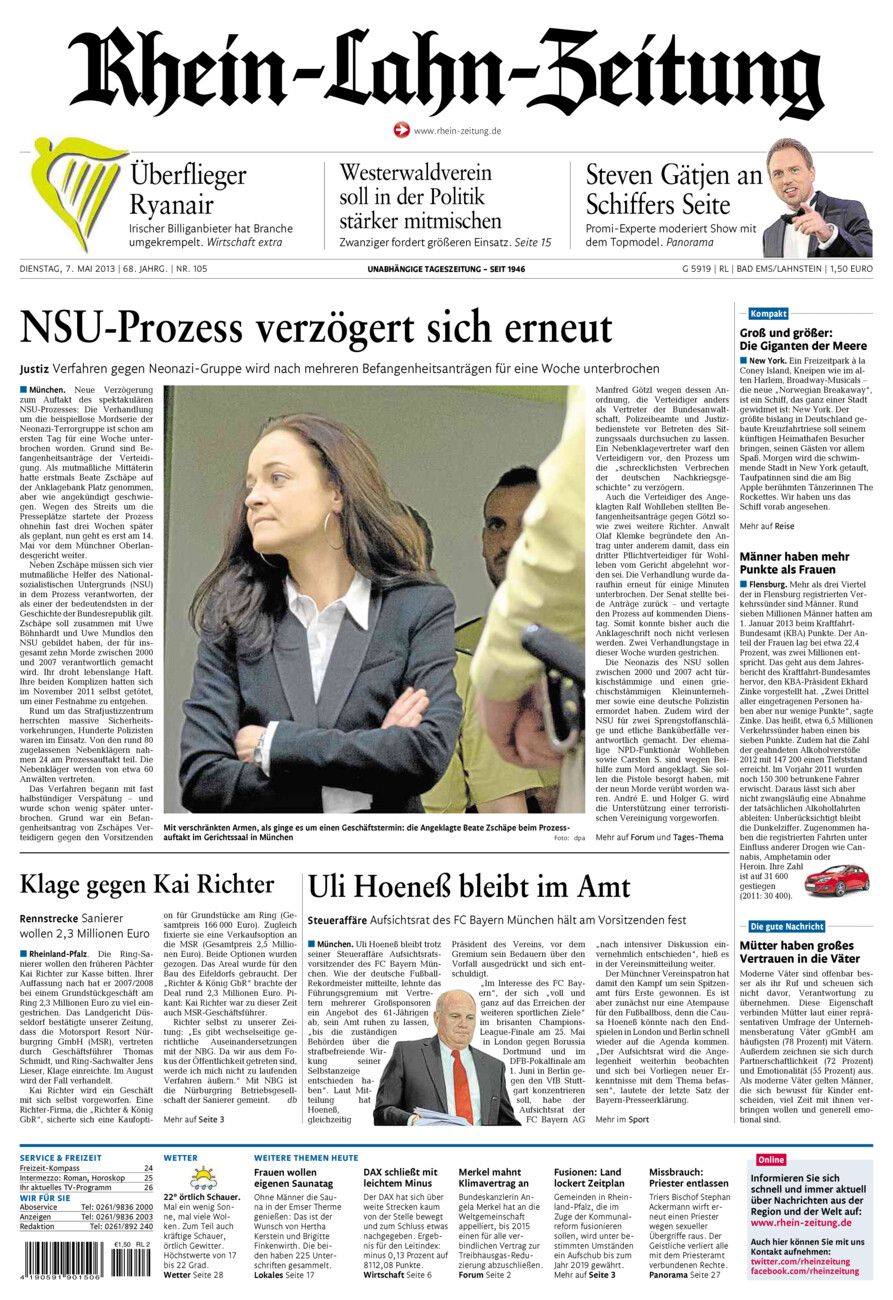Rhein-Lahn-Zeitung vom Dienstag, 07.05.2013