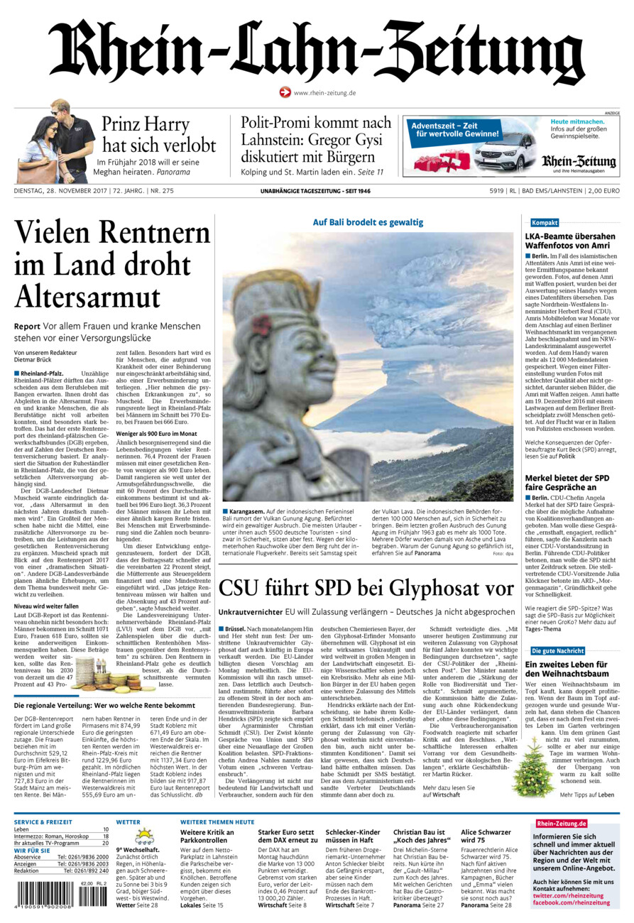 Rhein-Lahn-Zeitung vom Dienstag, 28.11.2017