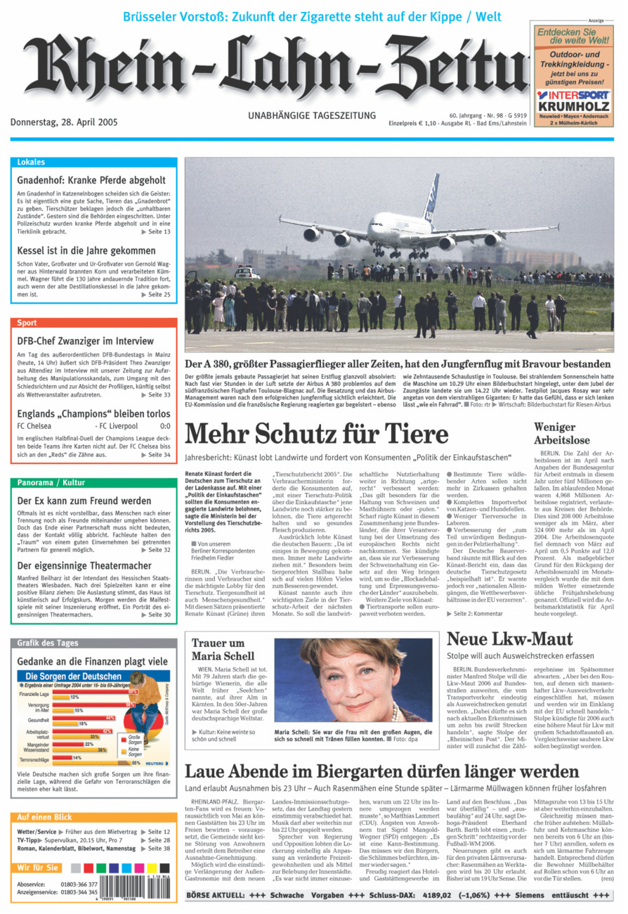 Rhein-Lahn-Zeitung vom Donnerstag, 28.04.2005