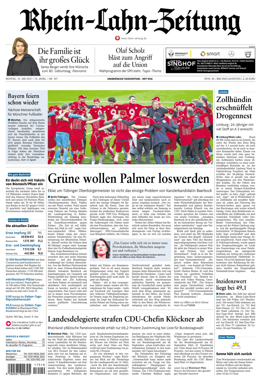 Rhein-Lahn-Zeitung vom Montag, 10.05.2021