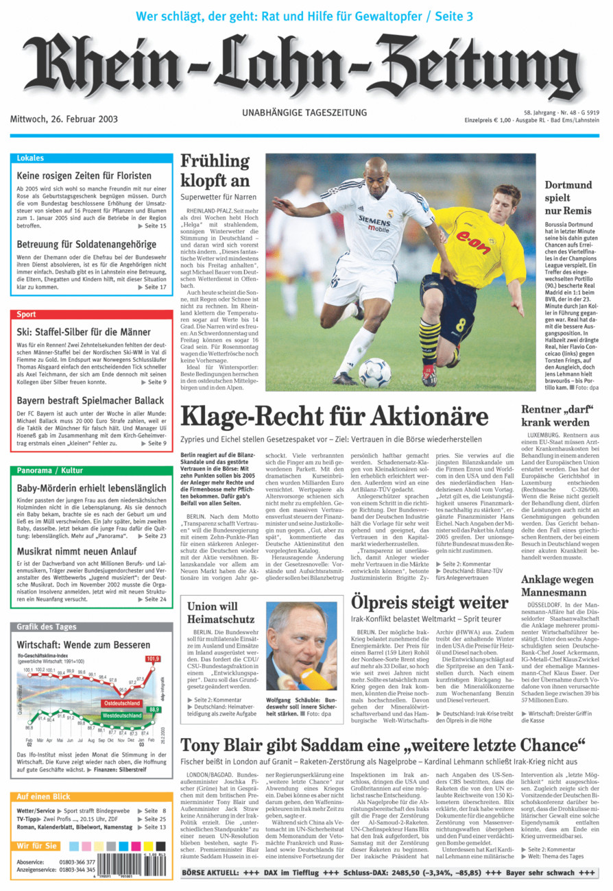 Rhein-Lahn-Zeitung vom Mittwoch, 26.02.2003