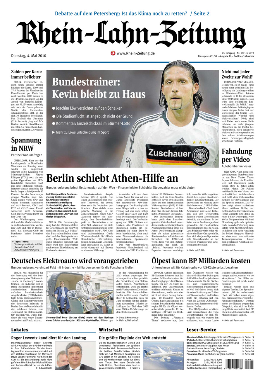 Rhein-Lahn-Zeitung vom Dienstag, 04.05.2010