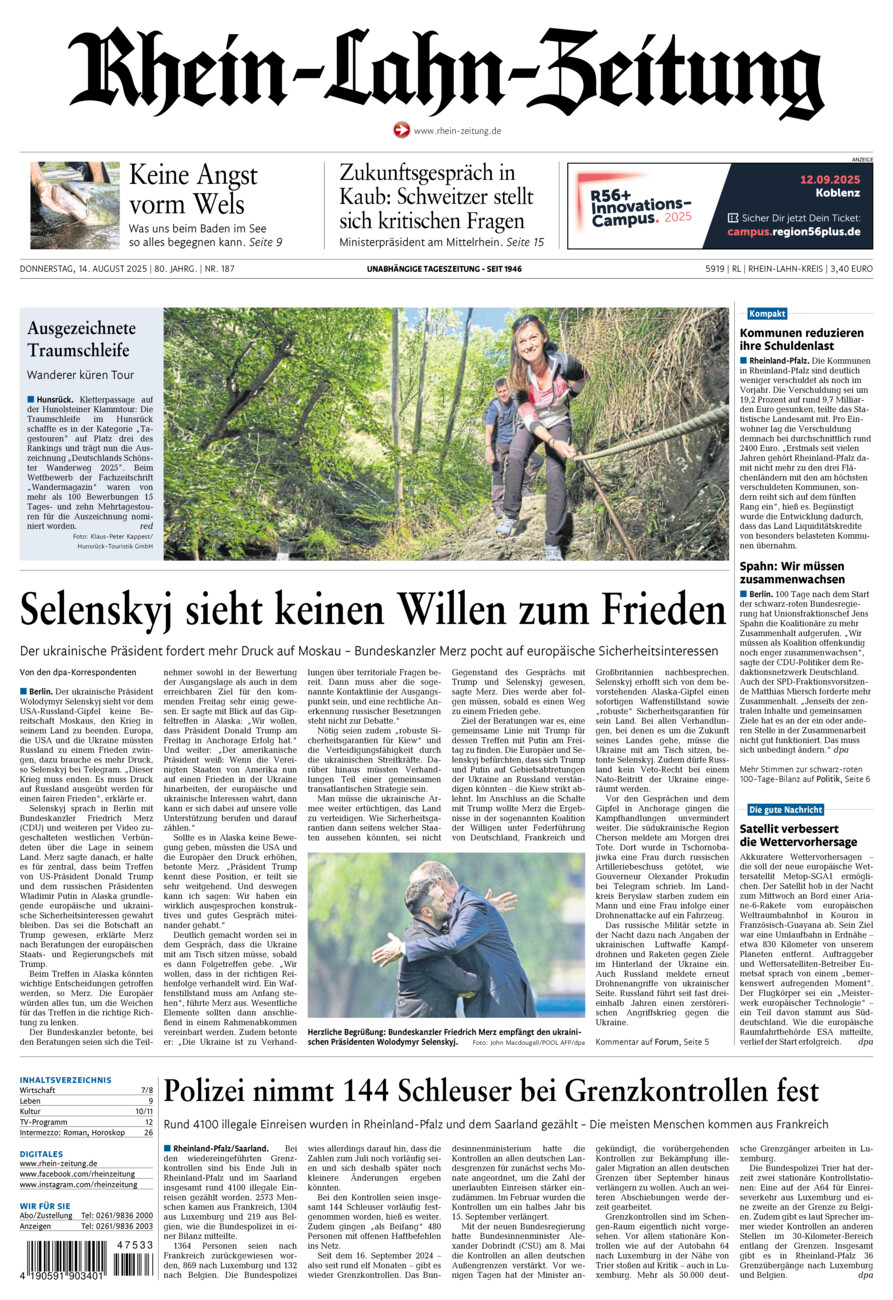 Rhein-Lahn-Zeitung vom Donnerstag, 14.08.2025
