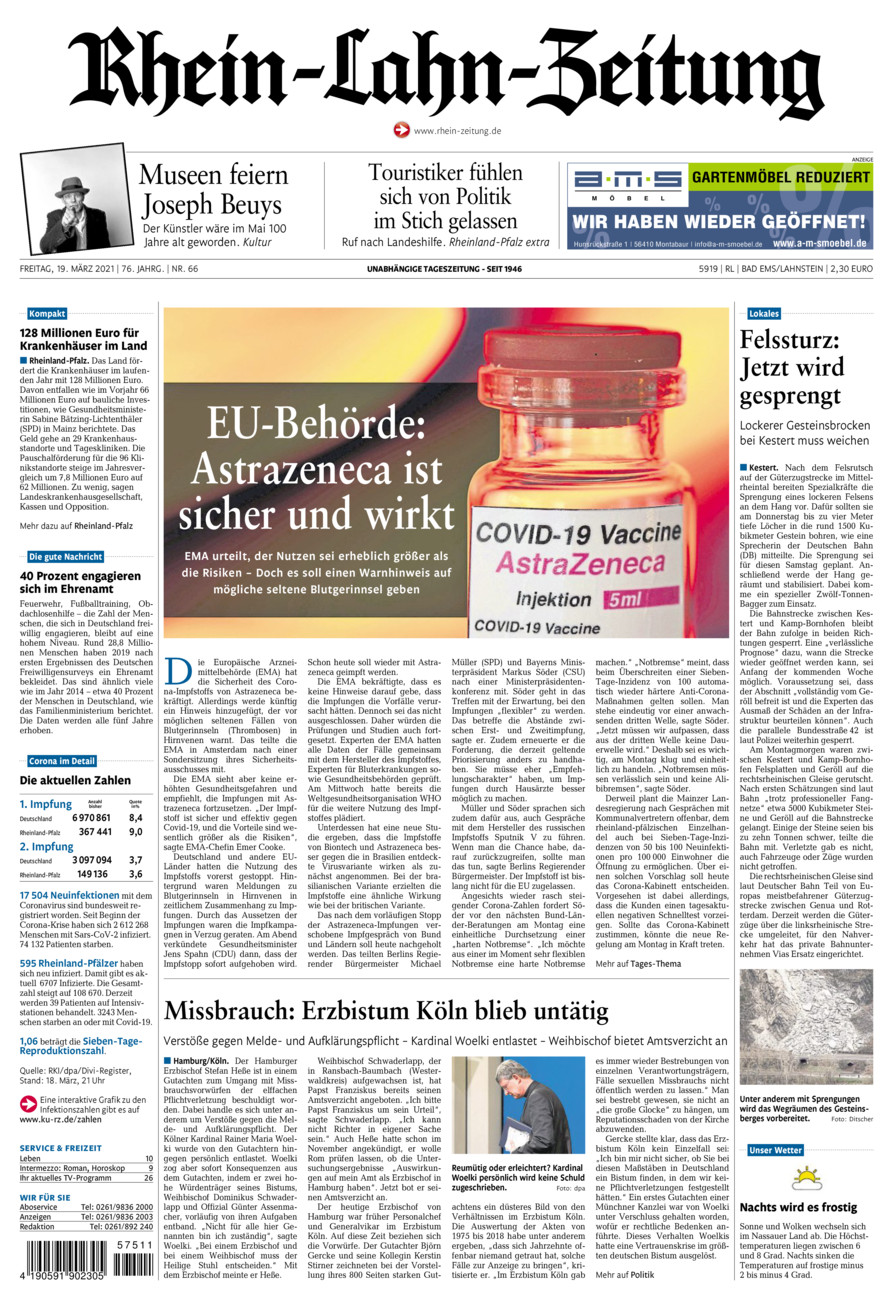 Rhein-Lahn-Zeitung vom Freitag, 19.03.2021