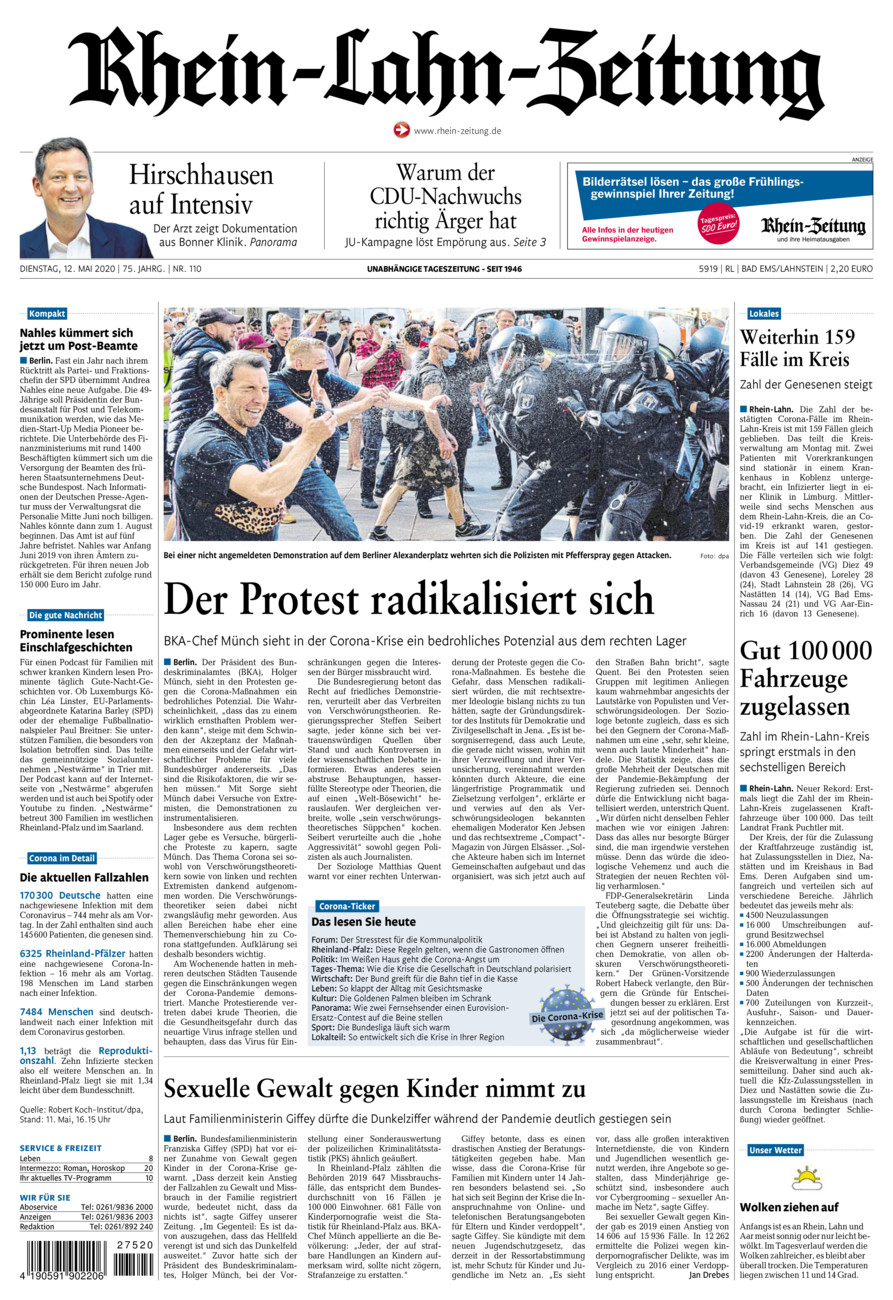 Rhein-Lahn-Zeitung vom Dienstag, 12.05.2020
