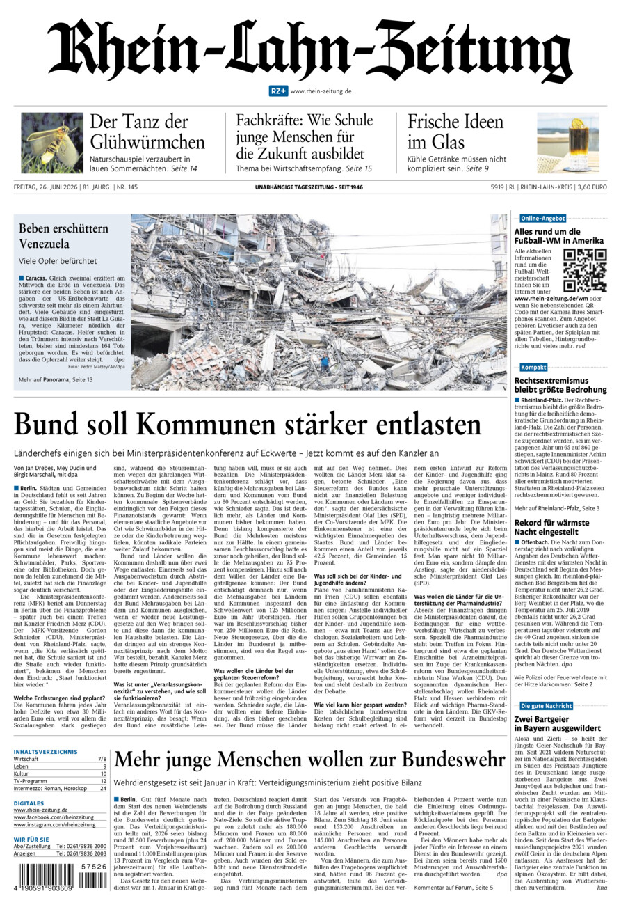 Rhein-Lahn-Zeitung vom Freitag, 26.06.2026