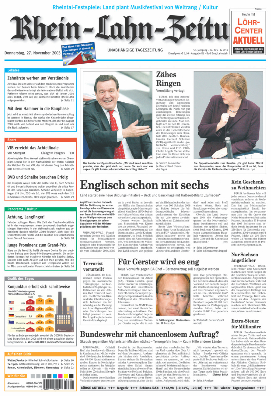 Rhein-Lahn-Zeitung vom Donnerstag, 27.11.2003