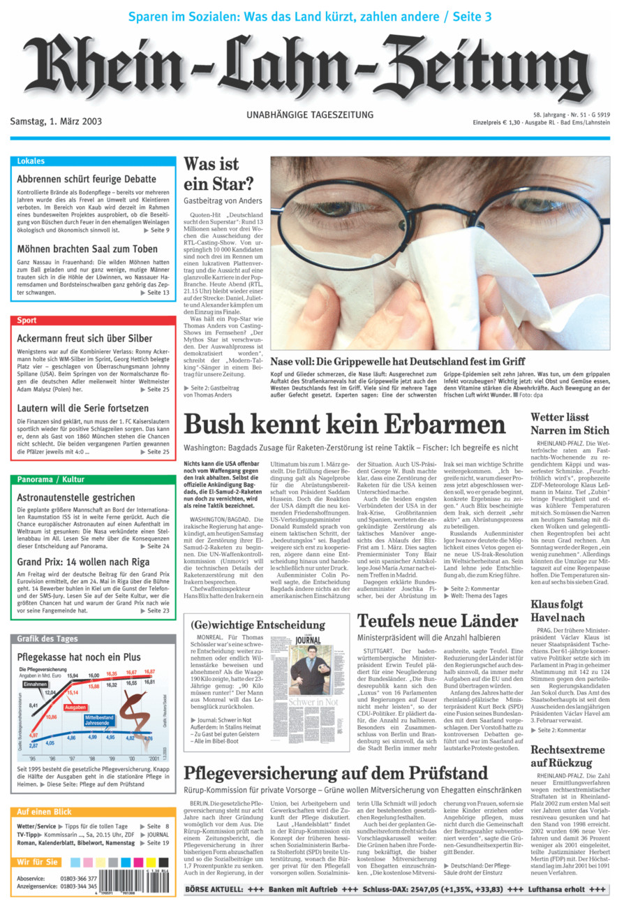 Rhein-Lahn-Zeitung vom Samstag, 01.03.2003
