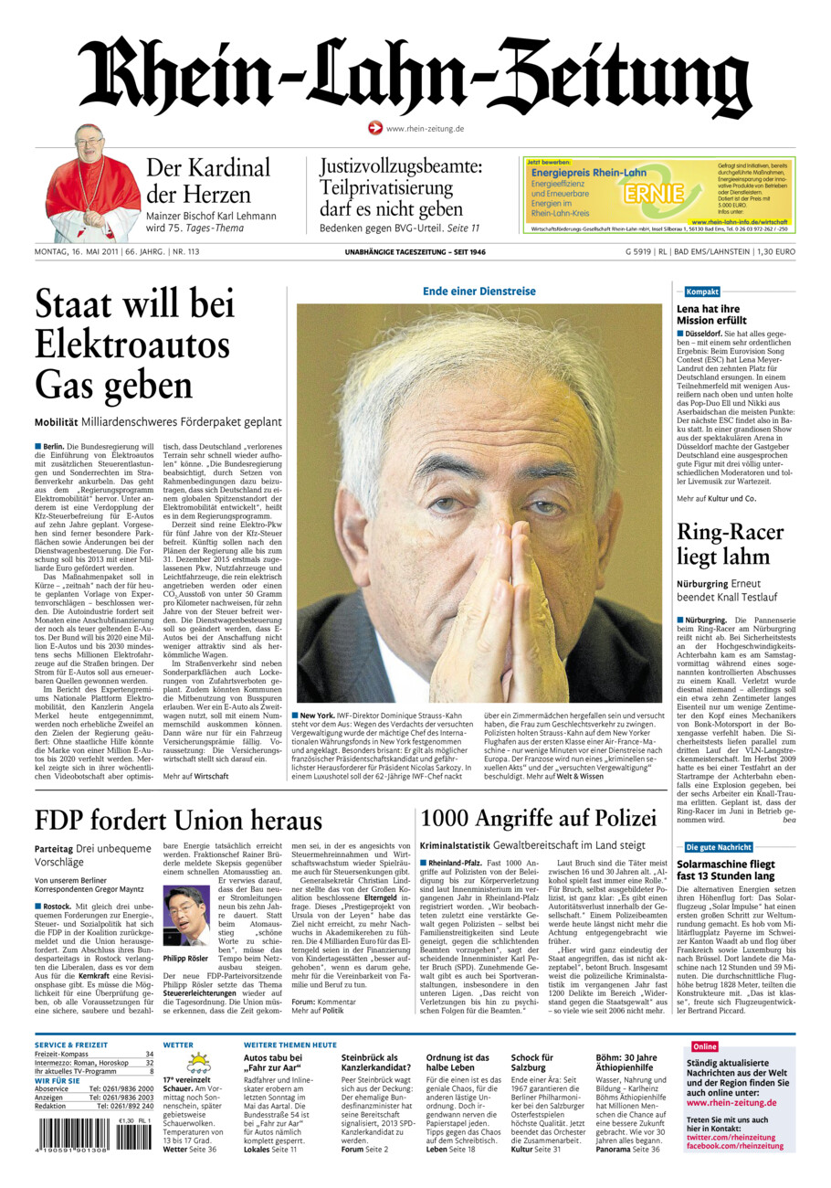 Rhein-Lahn-Zeitung vom Montag, 16.05.2011