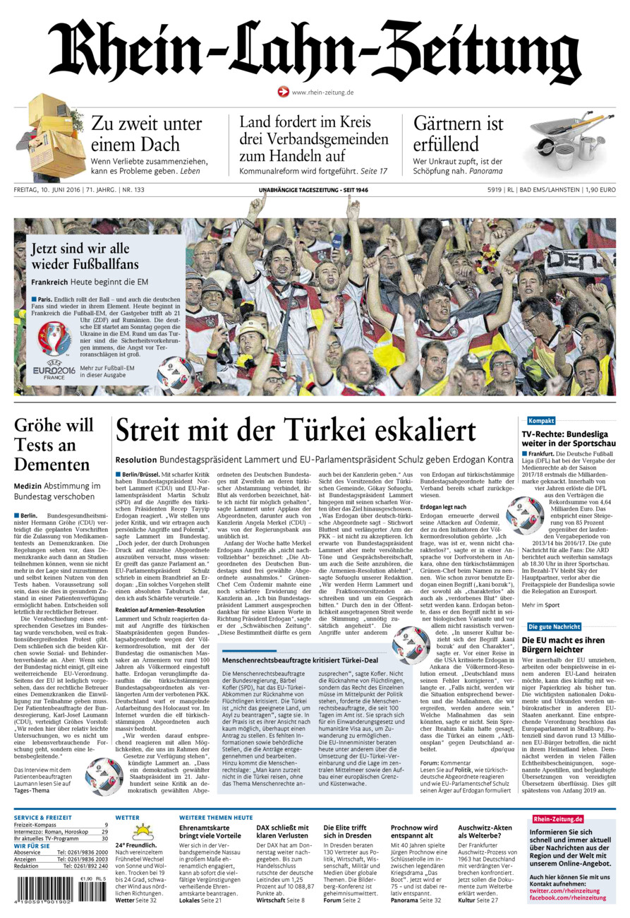 Rhein-Lahn-Zeitung vom Freitag, 10.06.2016