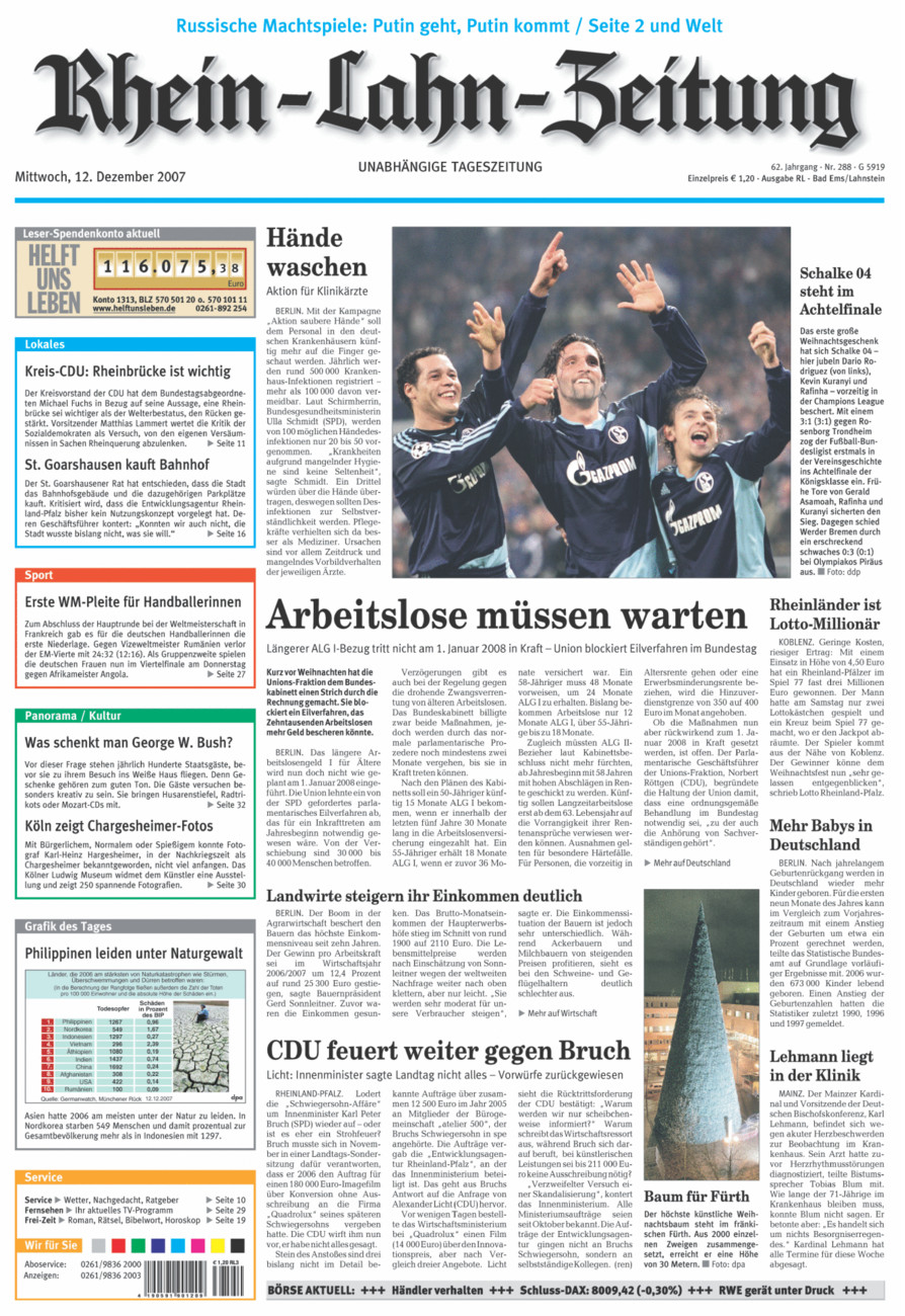 Rhein-Lahn-Zeitung vom Mittwoch, 12.12.2007