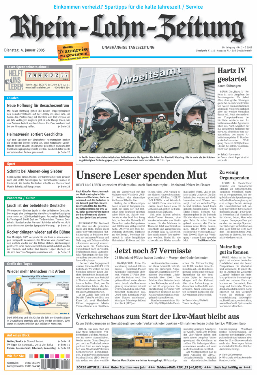 Rhein-Lahn-Zeitung vom Dienstag, 04.01.2005