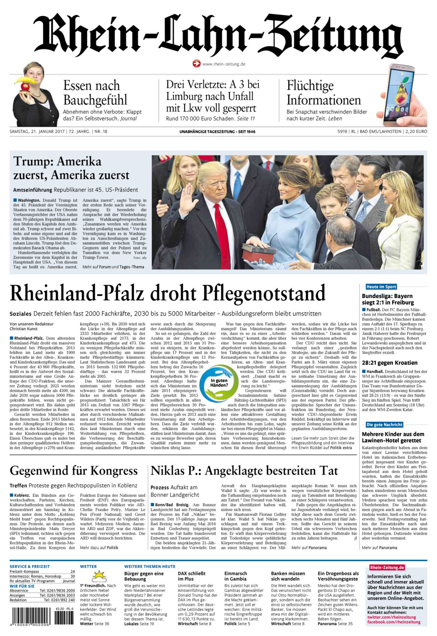 Rhein-Lahn-Zeitung vom Samstag, 21.01.2017