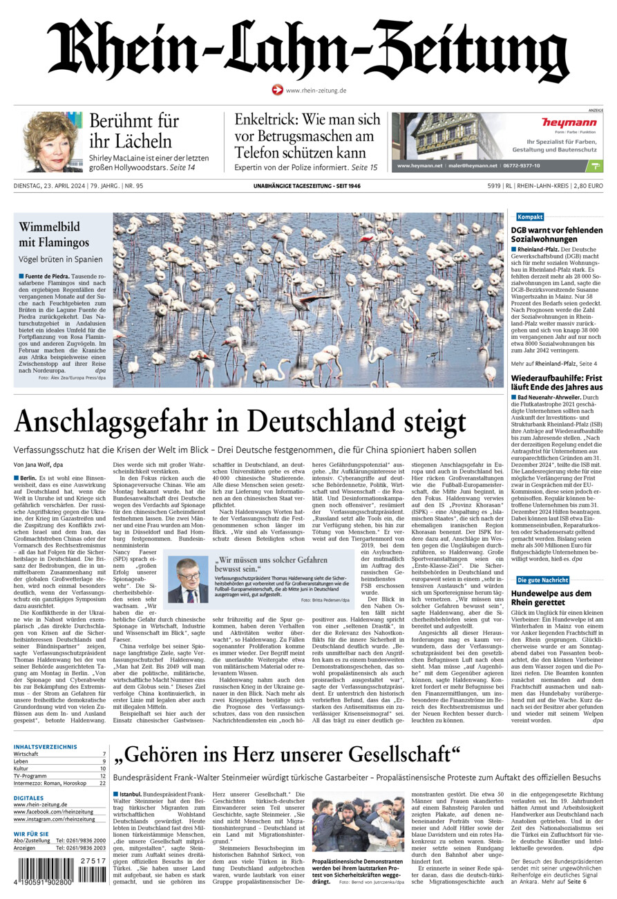 Rhein-Lahn-Zeitung vom Dienstag, 23.04.2024