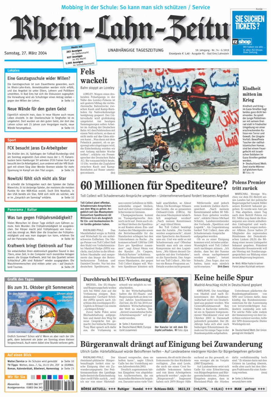 Rhein-Lahn-Zeitung vom Samstag, 27.03.2004