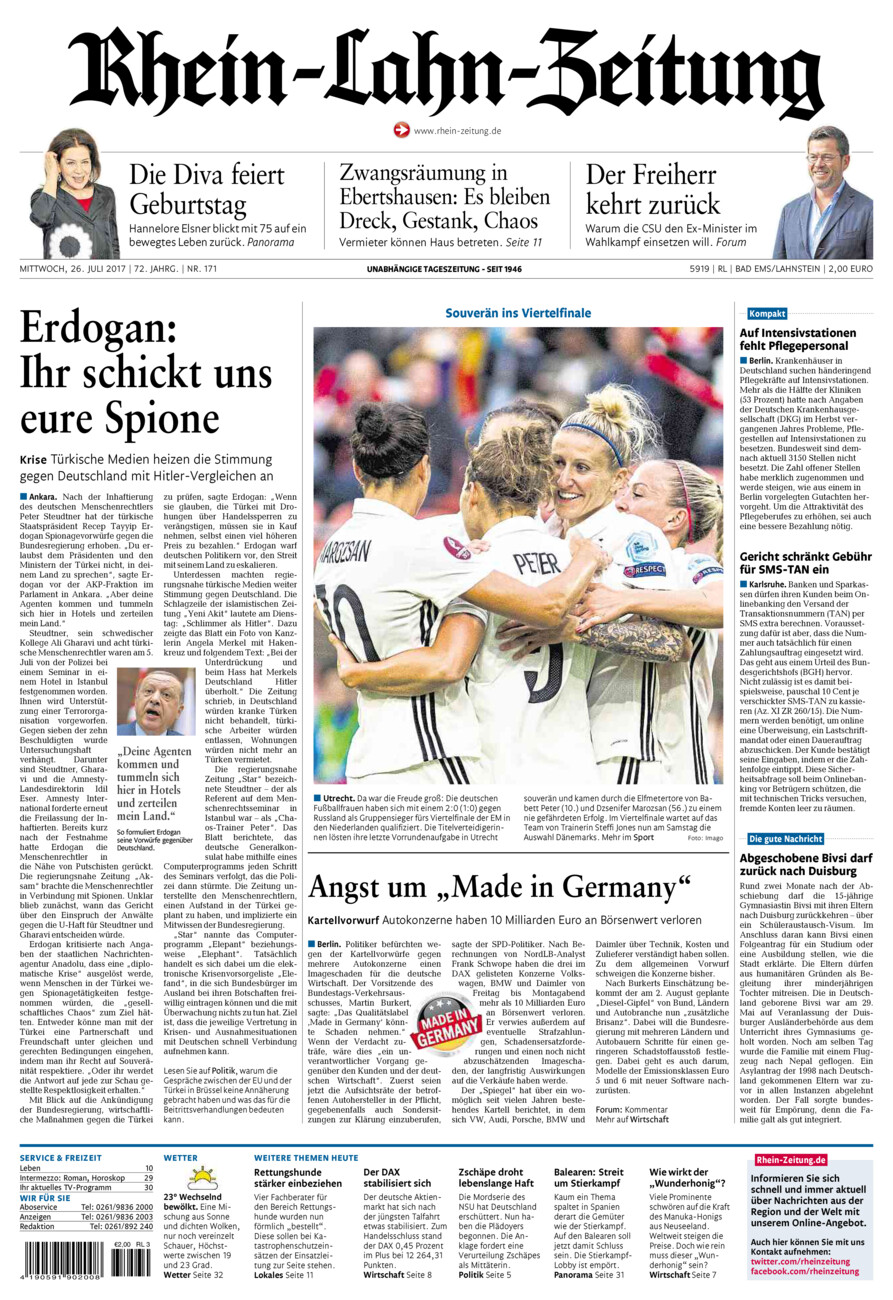 Rhein-Lahn-Zeitung vom Mittwoch, 26.07.2017