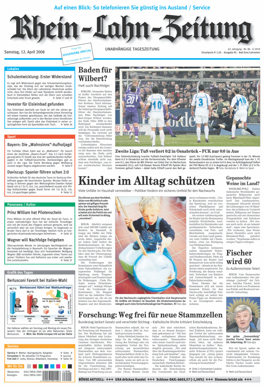 Rhein-Lahn-Zeitung vom Samstag, 12.04.2008