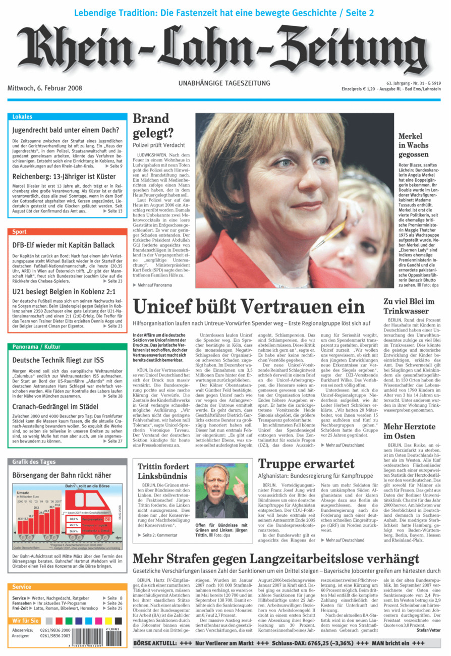 Rhein-Lahn-Zeitung vom Mittwoch, 06.02.2008