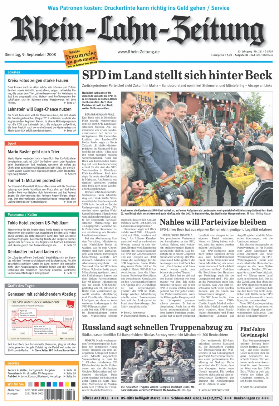 Rhein-Lahn-Zeitung vom Dienstag, 09.09.2008