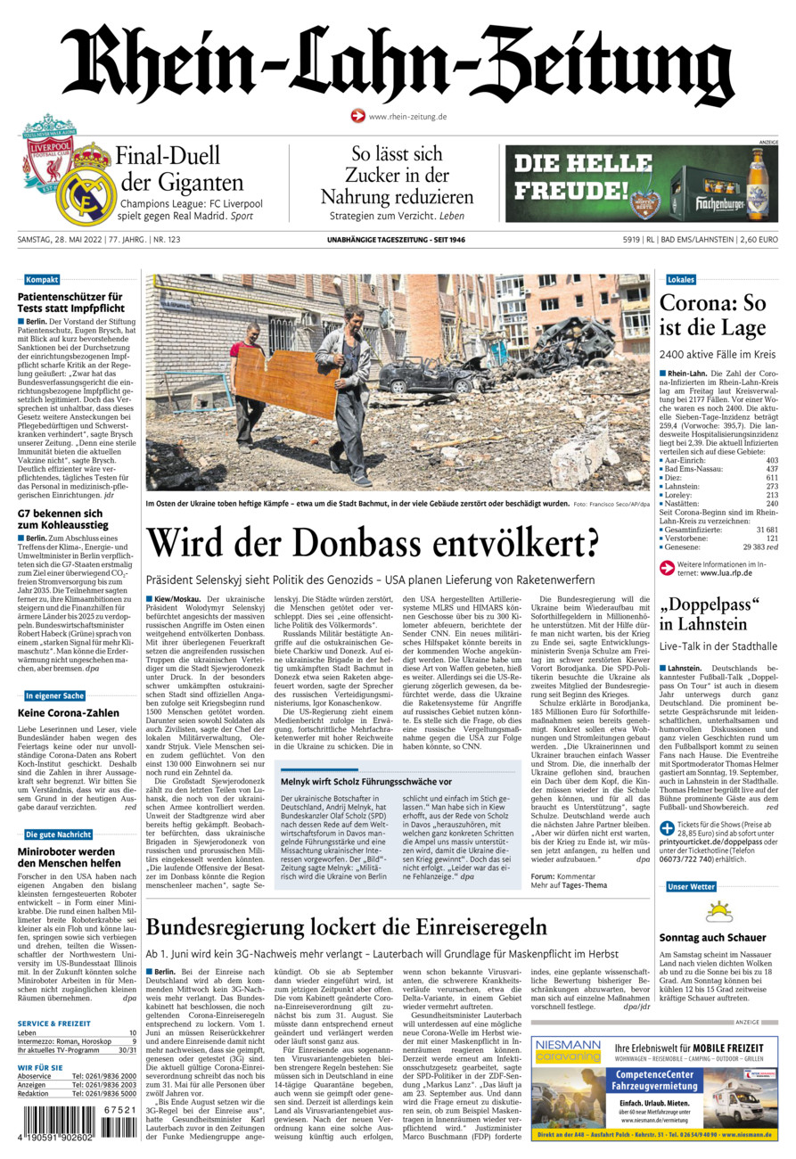 Rhein-Lahn-Zeitung vom Samstag, 28.05.2022