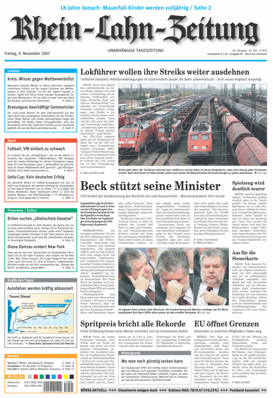Rhein-Lahn-Zeitung vom Freitag, 09.11.2007