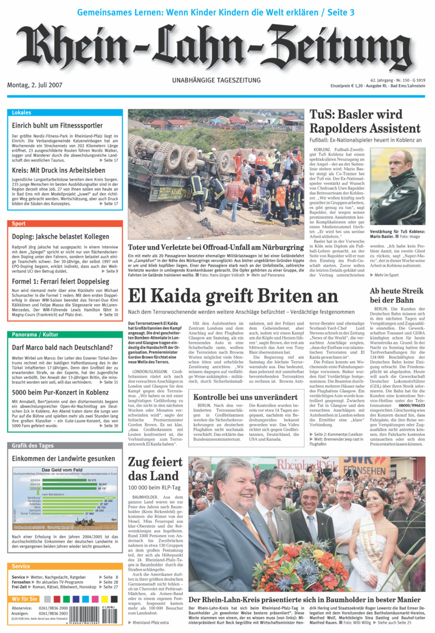 Rhein-Lahn-Zeitung vom Montag, 02.07.2007