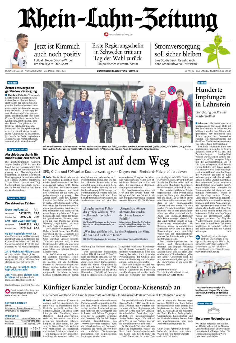 Rhein-Lahn-Zeitung vom Donnerstag, 25.11.2021