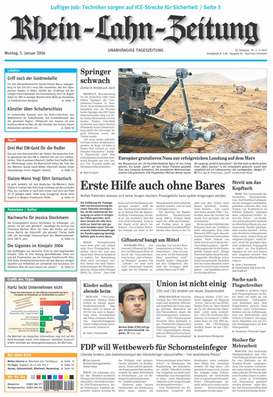 Rhein-Lahn-Zeitung vom Montag, 05.01.2004