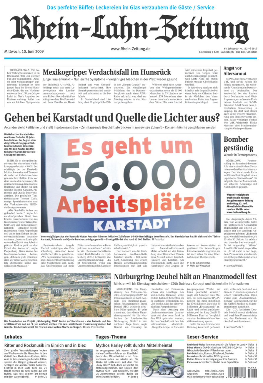 Rhein-Lahn-Zeitung vom Mittwoch, 10.06.2009