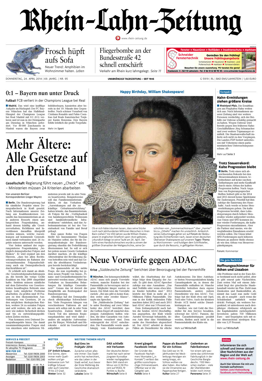 Rhein-Lahn-Zeitung vom Donnerstag, 24.04.2014