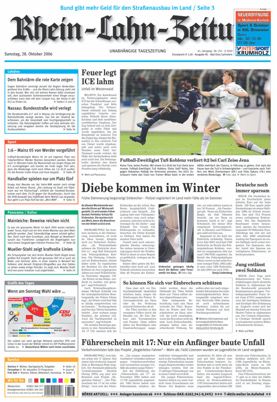 Rhein-Lahn-Zeitung vom Samstag, 28.10.2006
