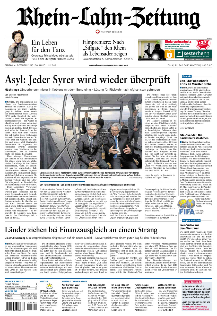 Rhein-Lahn-Zeitung vom Freitag, 04.12.2015