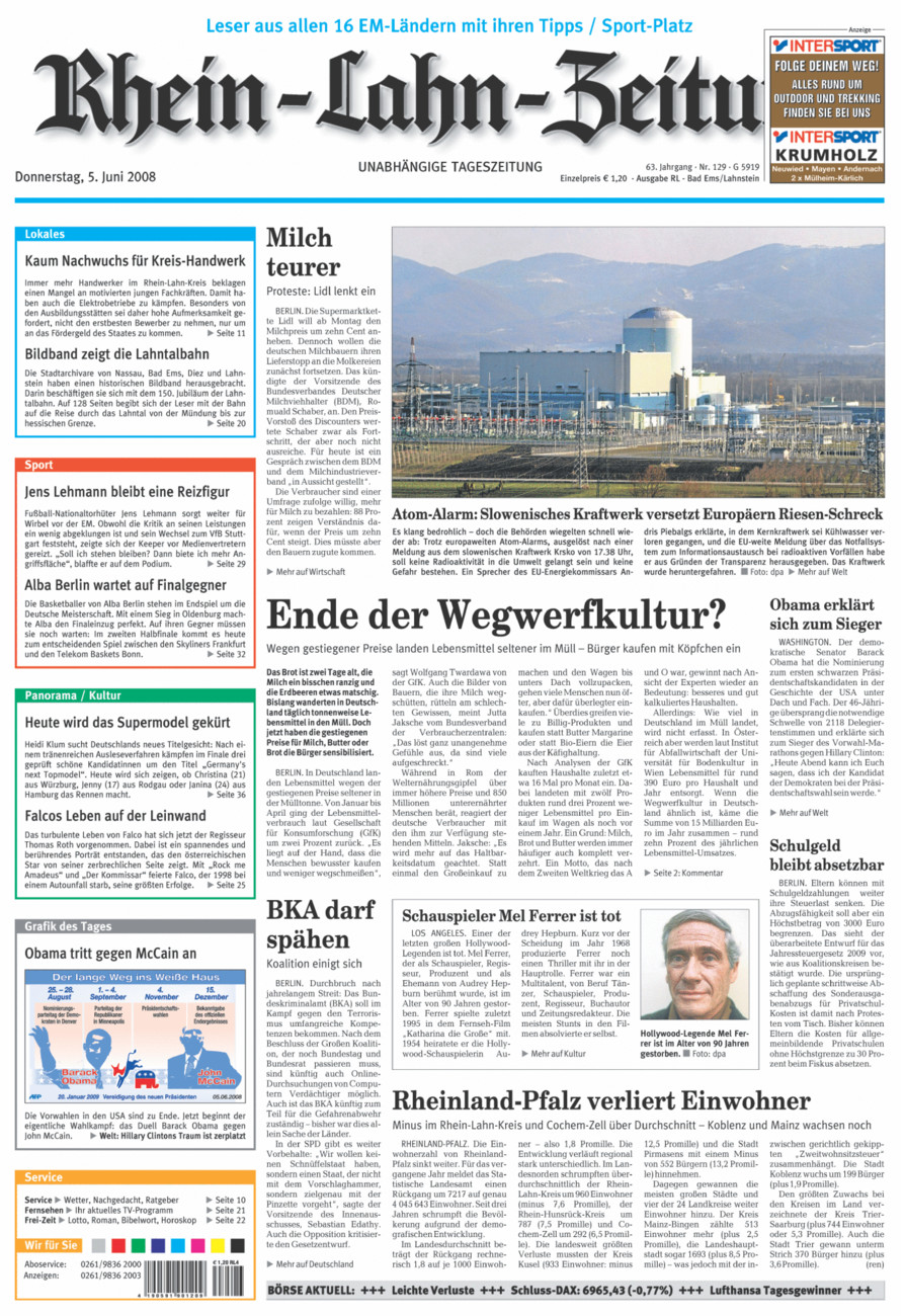 Rhein-Lahn-Zeitung vom Donnerstag, 05.06.2008