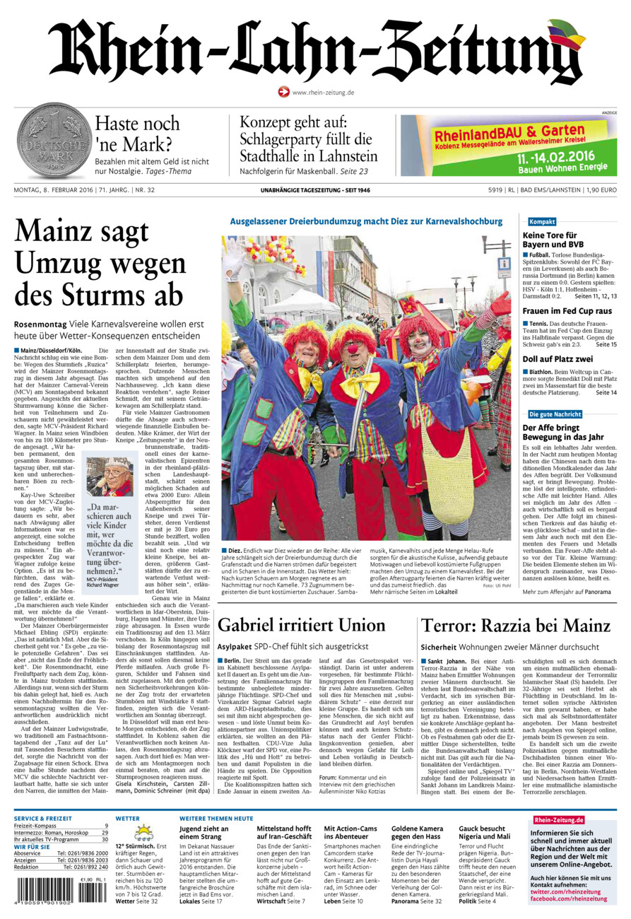 Rhein-Lahn-Zeitung vom Montag, 08.02.2016