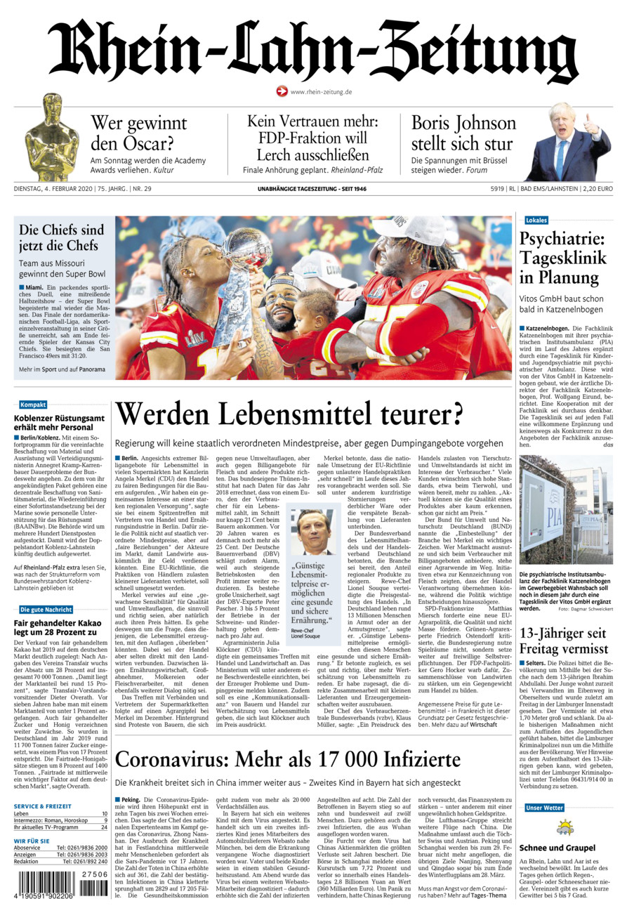 Rhein-Lahn-Zeitung vom Dienstag, 04.02.2020