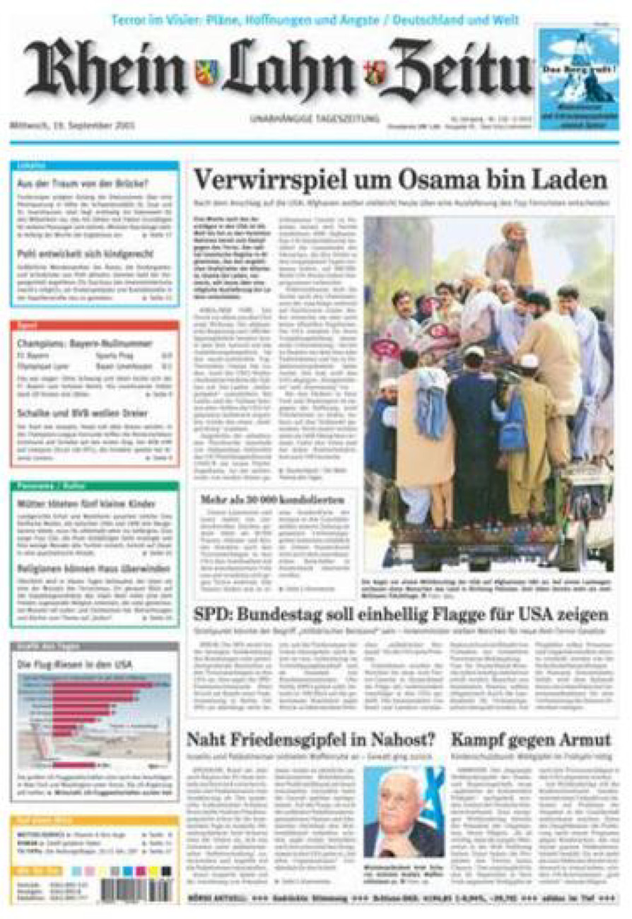 Rhein-Lahn-Zeitung vom Mittwoch, 19.09.2001