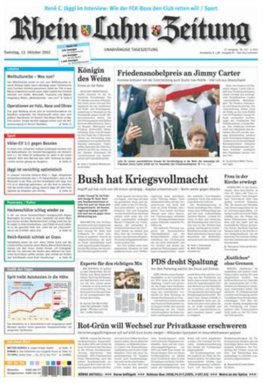 Rhein-Lahn-Zeitung vom Samstag, 12.10.2002