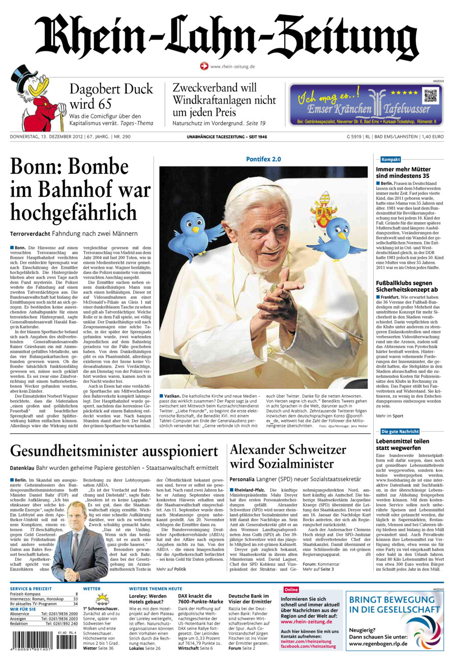Rhein-Lahn-Zeitung vom Donnerstag, 13.12.2012