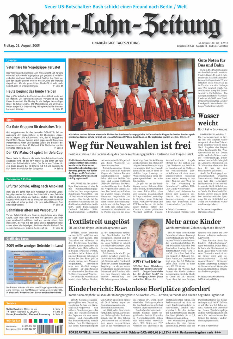 Rhein-Lahn-Zeitung vom Freitag, 26.08.2005