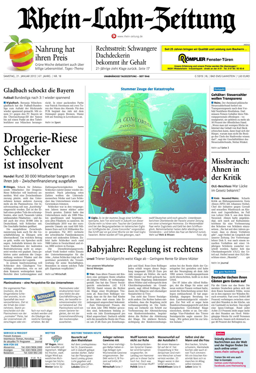 Rhein-Lahn-Zeitung vom Samstag, 21.01.2012