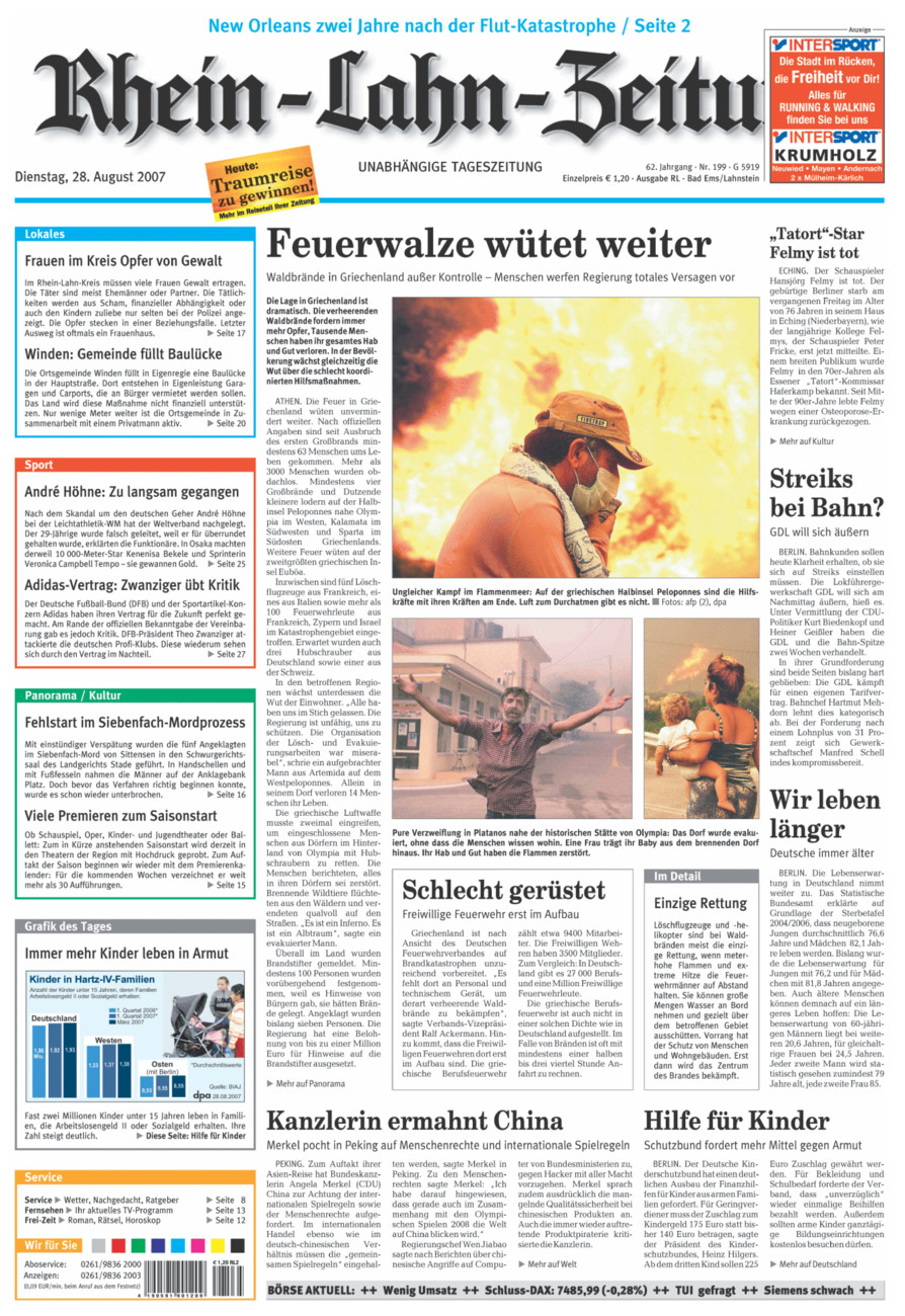 Rhein-Lahn-Zeitung vom Dienstag, 28.08.2007
