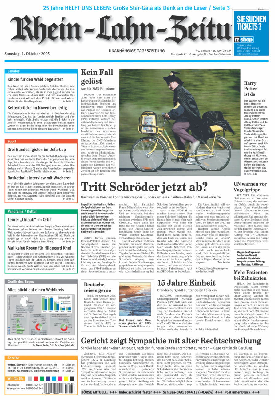 Rhein-Lahn-Zeitung vom Samstag, 01.10.2005