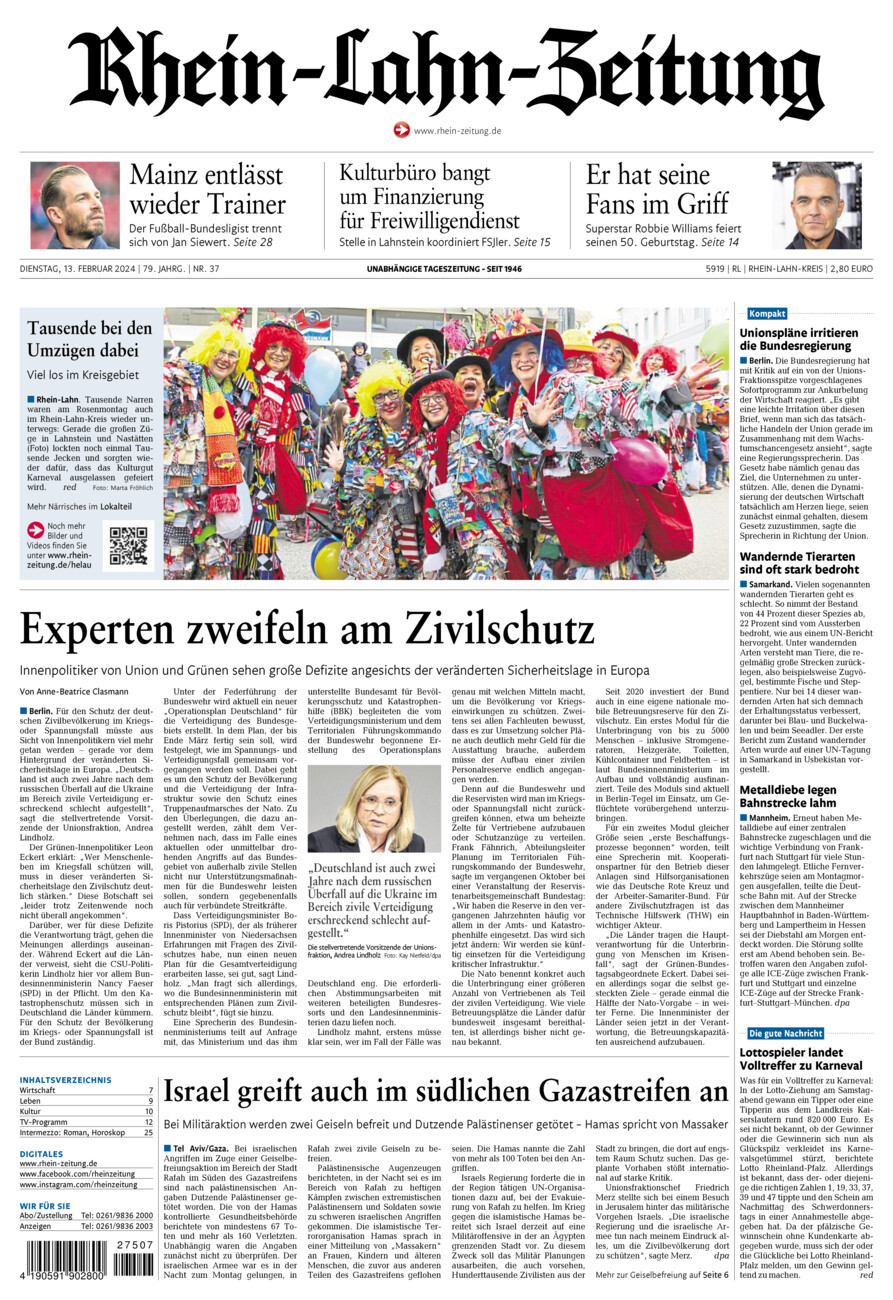 Rhein-Lahn-Zeitung vom Dienstag, 13.02.2024