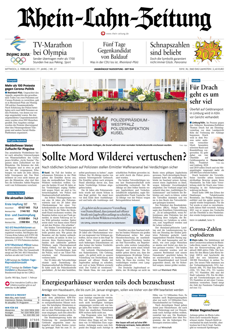 Rhein-Lahn-Zeitung vom Mittwoch, 02.02.2022