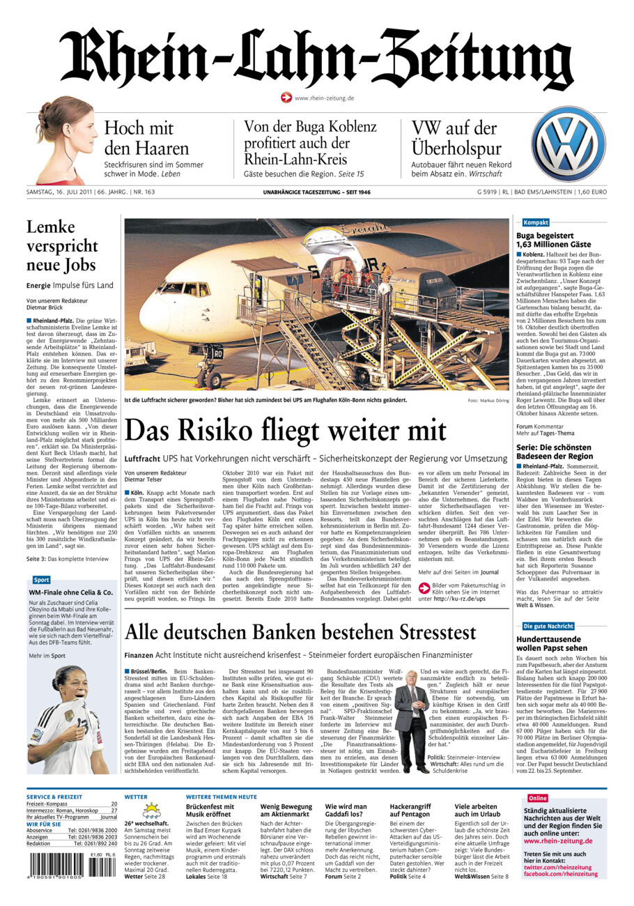 Rhein-Lahn-Zeitung vom Samstag, 16.07.2011